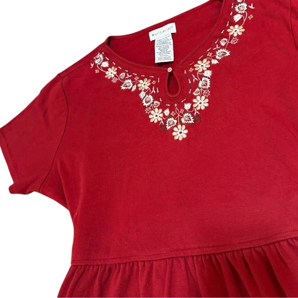 White Stag Red & White Floral Embroidered Maxi Dress - Picture 4 of 8